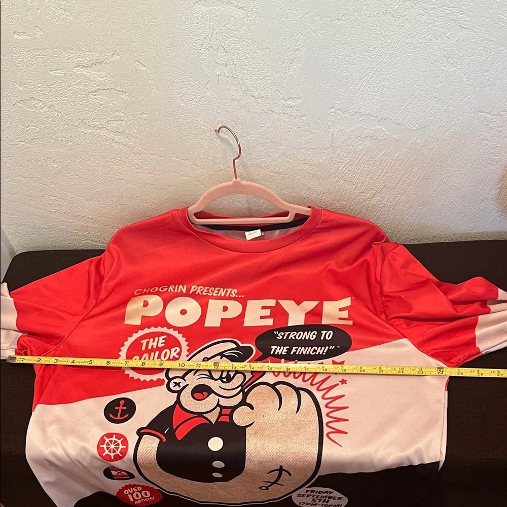 #1359** Unisex Popeye Long Sleeve Shirt - Red and Black - Picture 4 of 5